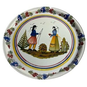 Vintage Metal Tray Massily France Faie Ceries De Quimper HB Henriot Tin, 13"